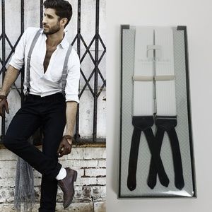 Trafalgar Mens light gray suspenders